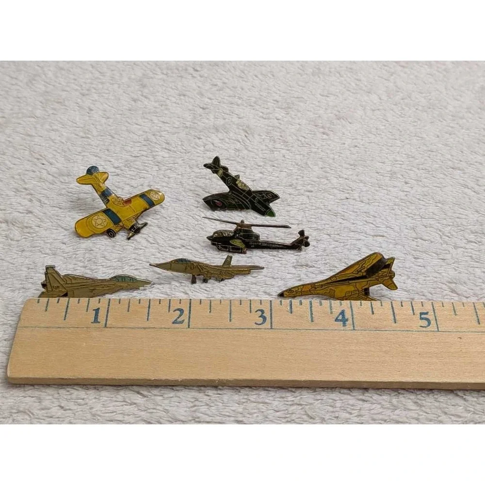 Lot‎ of 6 Vintage Aircraft Pins - Fighter Jet Helicopter Biplane Military